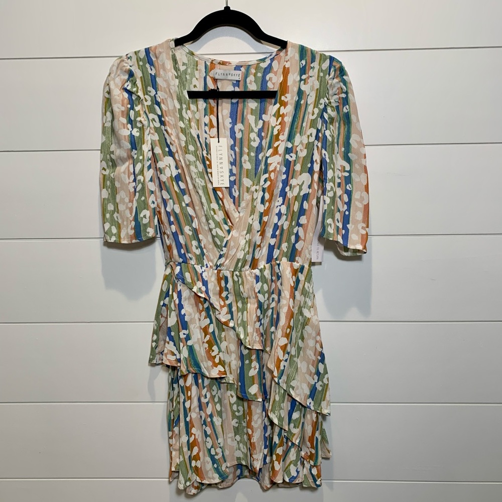 NWT Flynn Skye leopard striped Jolie mini dress